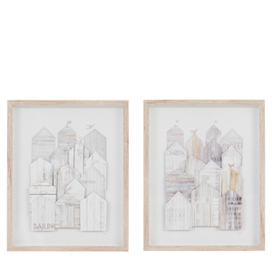 Obraz w ramie „Beach Retreat” – biały, 40,7 × 3,1 × 50,7 cm, zestaw 2 szt.