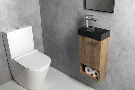 PICCOLINO umywalka betonowa, 30,8x17cm, bateria z lewej strony, antracyt mat