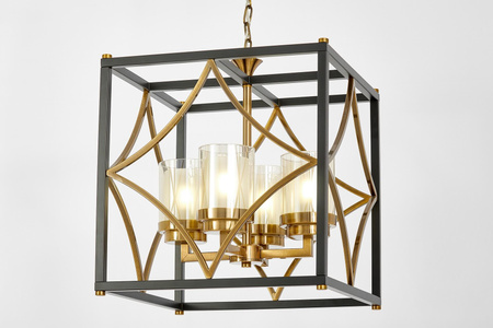 LAMPA WISZĄCA LOFT CZARNO-MOSIĘŻNA QUADRATO