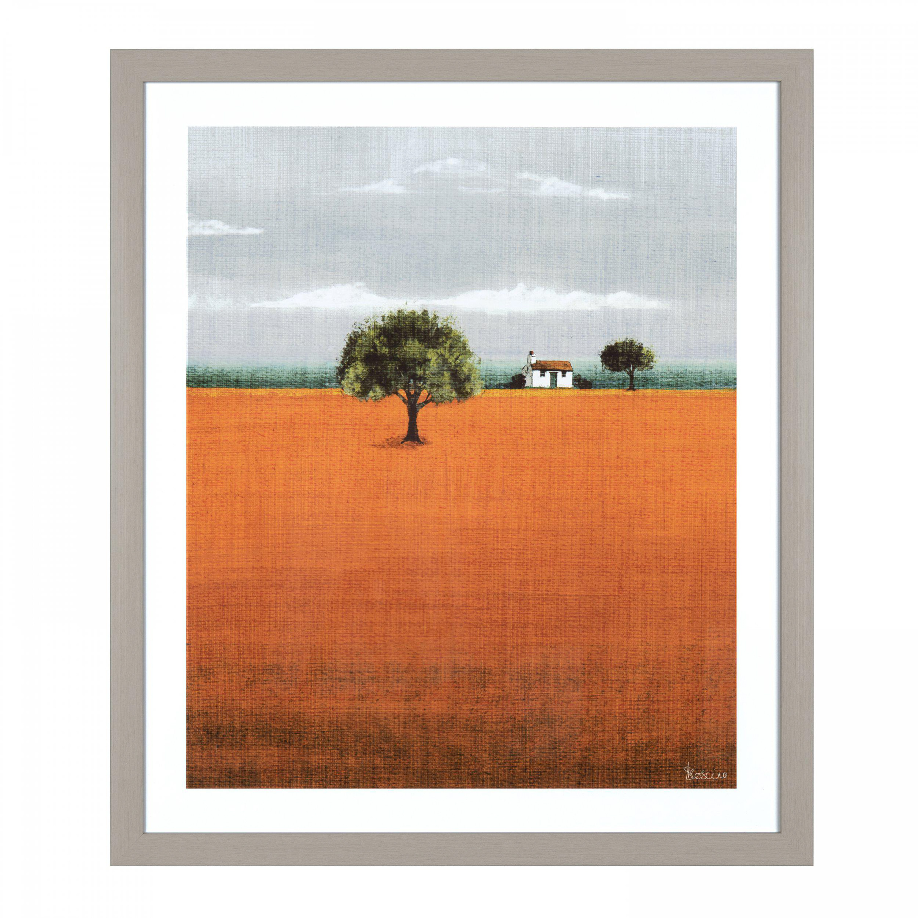 Obraz w ramie „Evening Glow” – szary / pomarańczowy, 60 × 3 × 70 cm