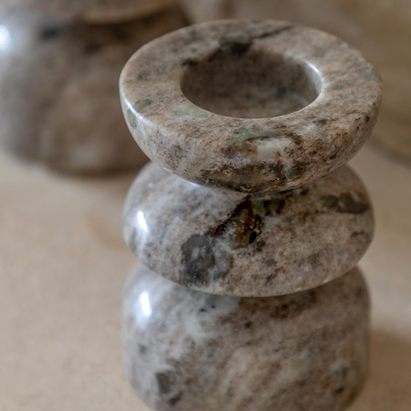 Azuaga Marble Candlestick Sandstone S/2 100/150mm