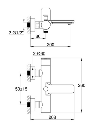 WEXPO ChromNatynkowa bateria wannowo-prysznicowa
