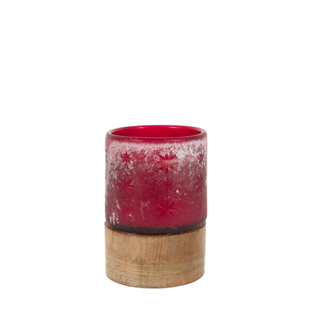 Starry Glass Candle Jar Red 85x85x130mm