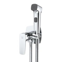 Bateria bidetowa podtynkowa z wężem i słuchawką typu bidetka, chrom