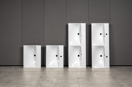 MARIA umywalka podwójna kompozytowa 120x46cm bez otworu do baterii, biała