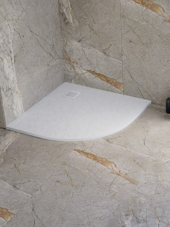 Brodzik MORI konglomeratowy półokrągły R55 90x90x3 posadzkowy, biały