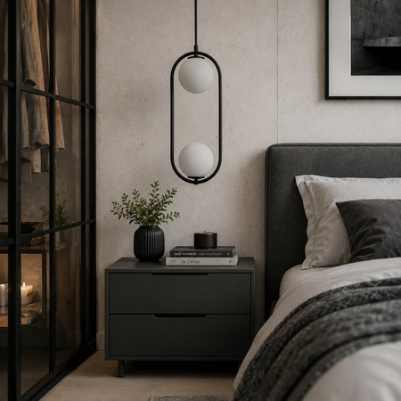 Lampa wisząca COSTA DUO 50 cm - czarny stelaż, dwa klosze