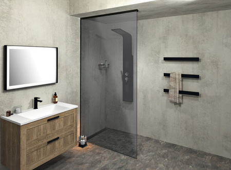 ARCHITEX zestaw do mocowania szkła podłoga-ściana-sufit z listwą spadkową, 1615x2600mm, lewy, czarny mat