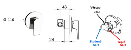 KAI bateria prysznicowa podtynkowa, 1 wyjście, czarny mat