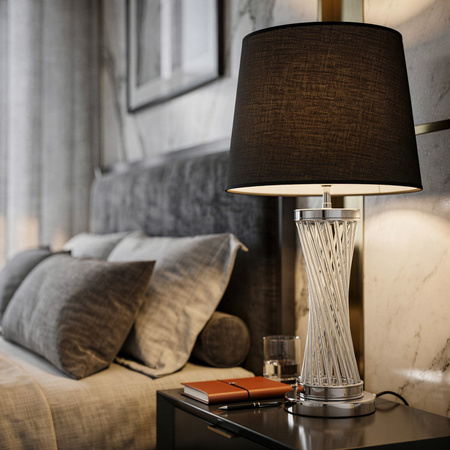 LAMPA NOCNA GLAMOUR CZARNO-CHROMOWANA VILLANOVA