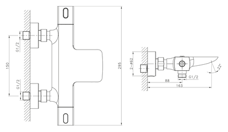 MIXONA bateria wannowa termostatyczna,ścienna, chrom