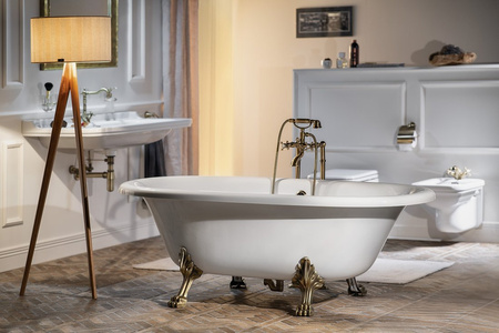 REGATA wanna wolnostojąca 175x85x61cm, nogi brąz, biała