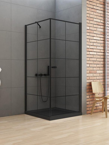 KABINA NEW SOLEO BLACK KWADRATOWA L 90x90x195 KRATKA - CZYSTE 6mm ACTIVE SHIELD