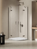 Kabina NESTA GUNMETAL BRUSHED 2D półokrągła asymetryczna 80x90x200 czyste 6mm Active Shield 2.0