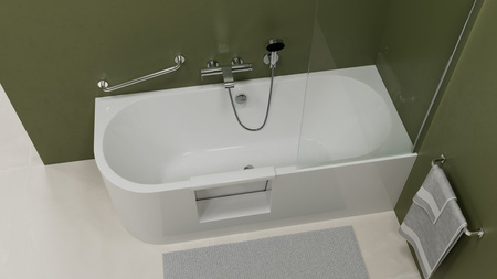 PORTAS R asymetryczna wanna z drzwiami, 180x75x60cm, biały