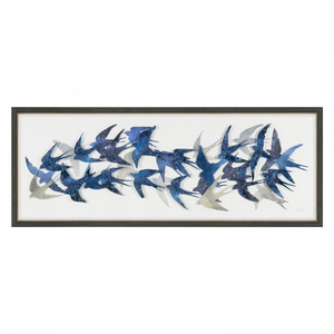 Obraz w ramie „Flock Together” – niebieski, 125 × 4 × 48 cm