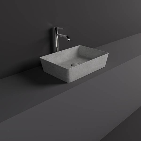 RAK Ceramics SKIN Umywalka slim nablatowa prostokątna 50x36 cm Grey Concrete - Efekt kamienia 