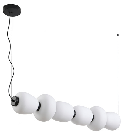 Lampa wisząca BRILLA-6, 125 cm - LED, czarny stelaż, nieregularne białe kule