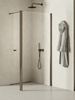 NZ4 Kabina prysznicowa NEW SOLEO GUNMETAL BRUSHED walk-in U 110x195 szkło czyste 6mm Active Shield 2.0