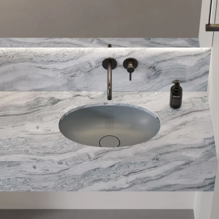 SHELL M+ umywalka podblatowa, 48 x 31 cm, ash grey mat