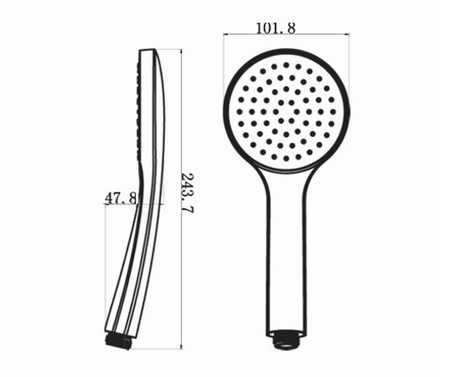 Słuchawka prysznicowa, średnica 102mm, ABS/czarny mat