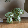 Confetti Glass Mushrooms Set of 2 Forest Green