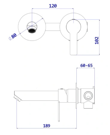 Bateria umywalkowa podtynkowa, chrom