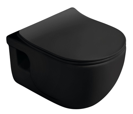 BRILLA WC wiszące, Rimless, 36,5x53cm, czarny mat