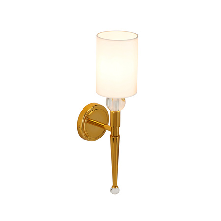 Lampa ścienna DAMA 52 cm-  złoty kinkiet z białym abażurem