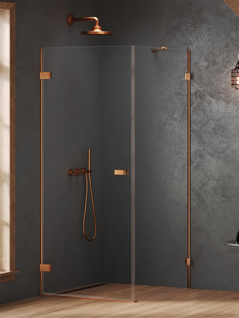 NZ2 Kabina prysznicowa OXIA COPPER BRUSHED 1D L 70x70x200 szkło czyste 8mm Active Shield 2.0