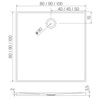 Brodzik NEX konglomeratowy kwadratowy 100x100x3,5 biały, gł.2cm, fi 90