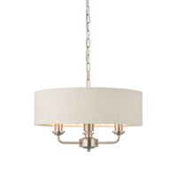 Highclere 3 Pendant Lght Chrome&Natural 350-1200mm