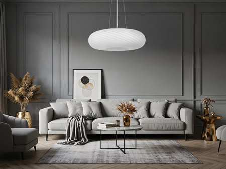 NOWOCZESNA LAMPA WISZĄCA BIAŁO-ZŁOTA MONARTE D48