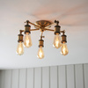 Lampa sufitowa Hal – 5-punktowa, antyczny mosiądz, 55 × 55 × 13 cm