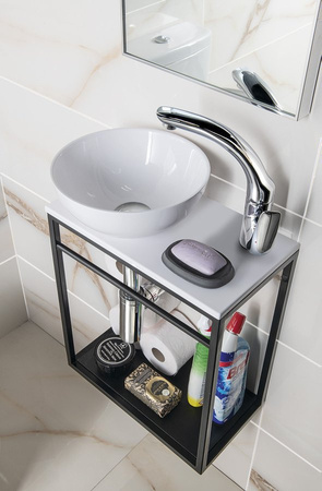 CREST wspornik pod umywalkę z półką 39,5x45x21,7cm, czarny mat