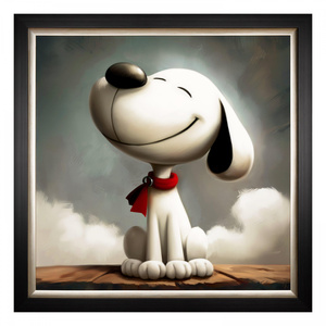 Obraz w ramie „Happiness Is” – szary, 91 × 3 × 91 cm