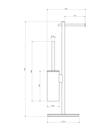 MODERN PROJECT stojak na papier i szczotkę toaletową, złoty połysk