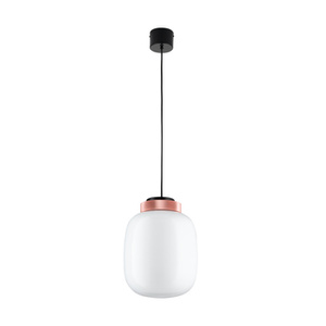 Lampa wisząca BOOM 25 cm - LED, klosz biały, wykonczenie miedziane