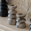Azuaga Marble Candlestick Sandstone S/2 100/150mm