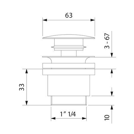 MINIMAL odpływ umywalkowy 5/4”, click-clack, duży korek, stal nierdzewna mat