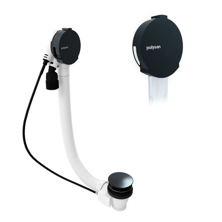 Zestaw odpływowy z napełnianiem, dł. 1200mm, korek automatyczny 72mm, czarny mat