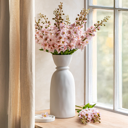 Vintage Hollyhock Floral Stem Tall Pink (12pk)