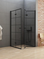 KABINA NEW SOLEO BLACK KWADRATOWA U 80x80x195 KRATKA - CZYSTE 6mm ACTIVE SHIELD