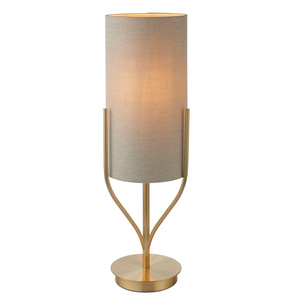 Lampa stołowa Fraser – szczotkowane złoto / naturalny, 20 × 20 × 60 cm