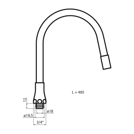 Wylewka elastyczna, 470 mm, 3/4 ", czarny mat