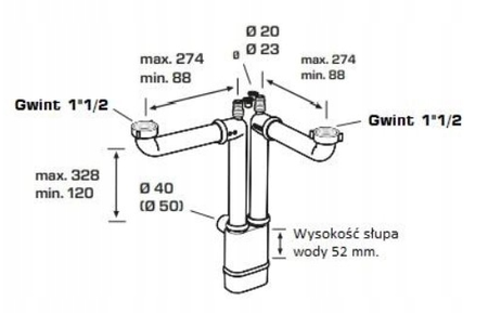 Półsyfon zlewozmywakowa 1 1/2" Spaceless-System odpływowe