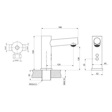 Bateria sensorowa stojąca 6V DC (4xAA), stal nierdzewna mat