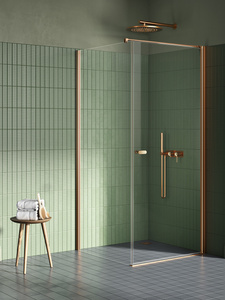NZ2 Kabina prysznicowa NEW SOLEO COPPER BRUSHED 1D kwadratowa U 70x75x195 szkło czyste 6mm Active Shield - wsp. równoległy