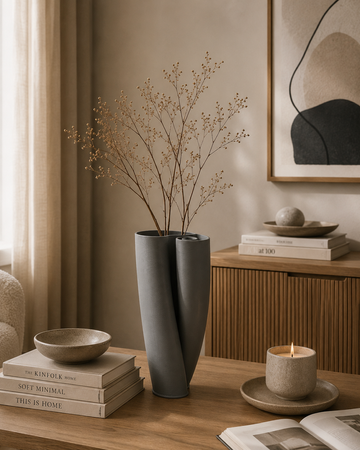 Wazon dekoracyjny BIZZOTTO MAELI GREY H33,5 – szara ceramika 3D