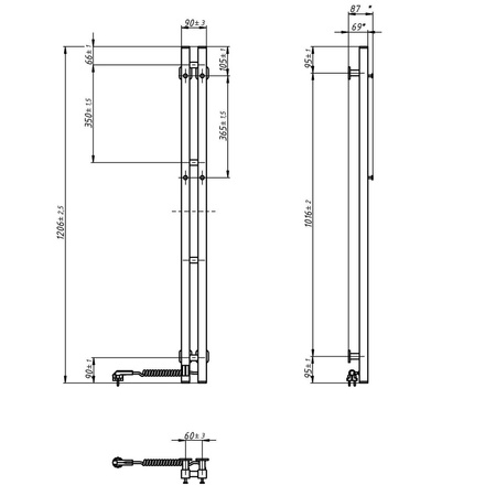 Elektryczny grzejnik łazienkowy EGL BIALY Silouette Quadro Sensor 90х1200